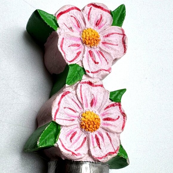 Set Of 8 Stainless Steel Hors Doeuvre Forks Hand-Painted Floral Tropical Design - Picture 3 of 6
